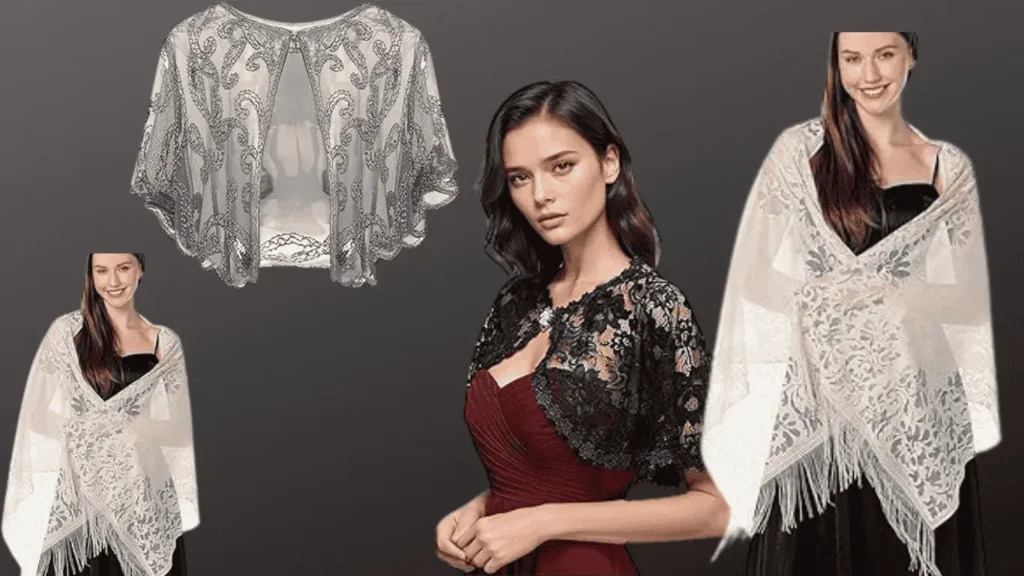 Modern Bodysuit In Futuristic Style With Vintage Lace Shawl